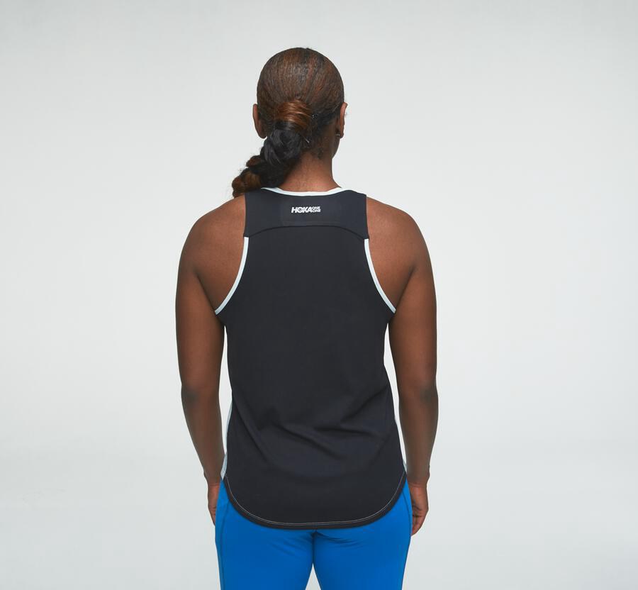 Hoka One One Womens Tops - Performance Tank - Blue/Black - KALZ71986